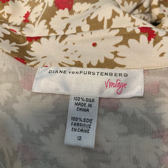 Diane Von Furstenberg Floral Wrap Midi Dress - Red and White - Picture 8 of 8